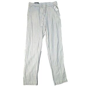 GAP Womens Striped Linen Pants S Tall Elastic Waist Ankle Casual Summer NWT
